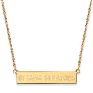 SS 14k Yellow Gold Plated NHL Ottawa Senators SM Bar Necklace, 18 Inch